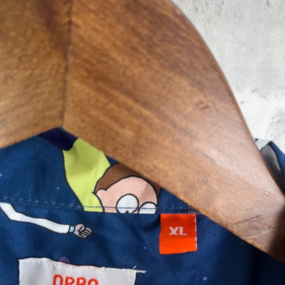 Oppo Suits Primary Blue Rick & Morty Relaxed Fit Button Up Shirt Mens XL Poly - Picture 4 of 8